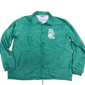 Vintage Chalk Line MSU Michigan State Spartans Coaches Jacket Large Green Nylon